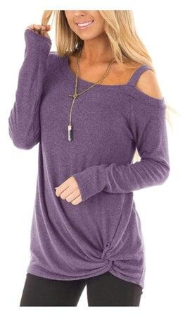 Polyester Long Sleeves Blouse Purple