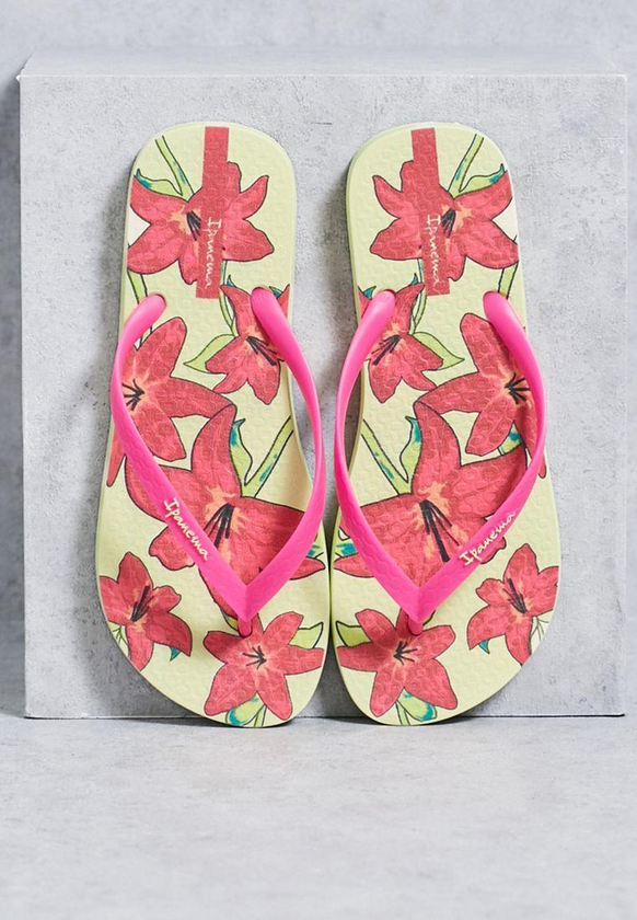 Floral Print Flip Flops
