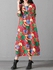 Vintage Women Printed Long Sleeve O-Neck Pockets Maxi Dress