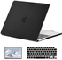 EooCoo Compatible with New MacBook Air 13.6 inch Case 2022 2023 Release A2681 M2 Chip with Retina Display，Black Plastic Hard Shell Case + Keyboard Skin Cover + Screen Protector - Matte Black