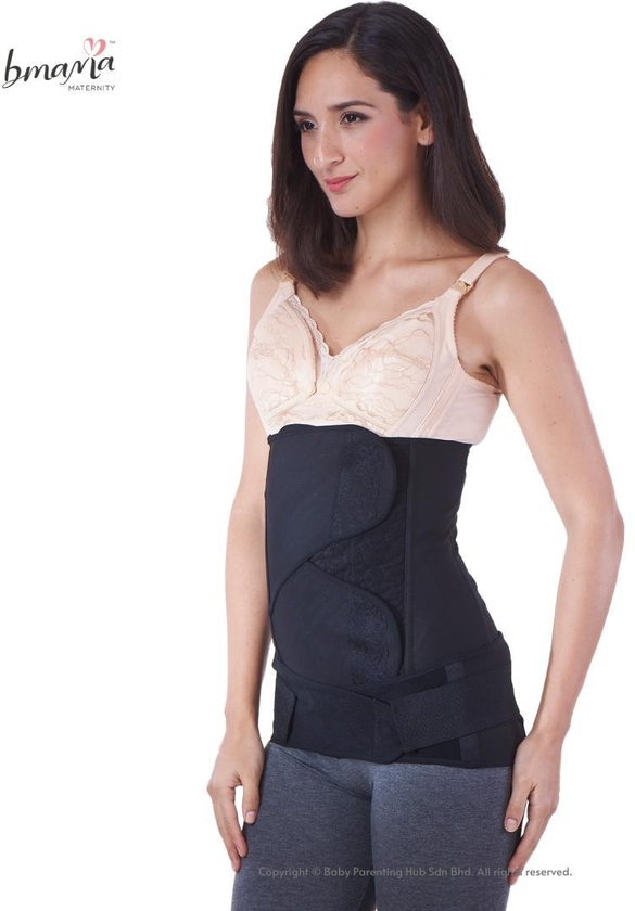 Bmama Maternity Belly Binding 2in1 Set Golden Girdle Black - 5 Sizes