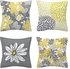 LANKOER Set of 4 Decorative Cushion Covers 45x45cm, Soft Polyester Square Throw Pillow Covers, Perfect to Outdoor Patio Garden Blench Living Room Sofa Farmhouse Decor (Daisy Flower) (1)