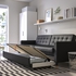 LANDSKRONA 3-seat sofa-bed - Grann/Bomstad black/wood