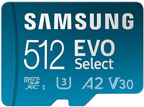 بطاقة ذاكرة مايكرو اس دي اكس سي ايفو سيليكت + محول من سامسونج، مساحة 64 جيجابايت، سرعة نقل بيانات 130 ميجابايت/ FHD& 4 كيه UHD، UHS-I، U3، A2، V30 (MB-ME512KA/AM)