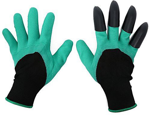 Generic 1 Pair Unisex Latex Garden Work Gloves Claws Design For Digging Planting - Green