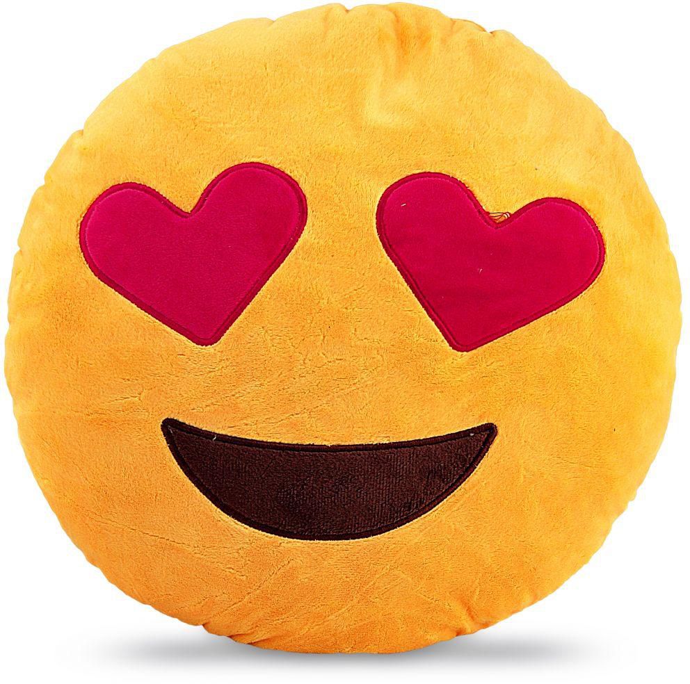 Emoji Smiley Emotion Yellow Round Cushion Pillow, Love In My Eyes