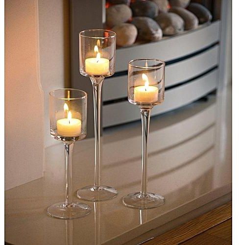 Universal 191819339246 Set Of 3 Elegant Tea Light Glass Candle Holders Wedding Table Centrepiece