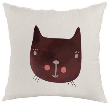 Happy Cat Printed Pillow Cover Brown/White 45x45centimeter