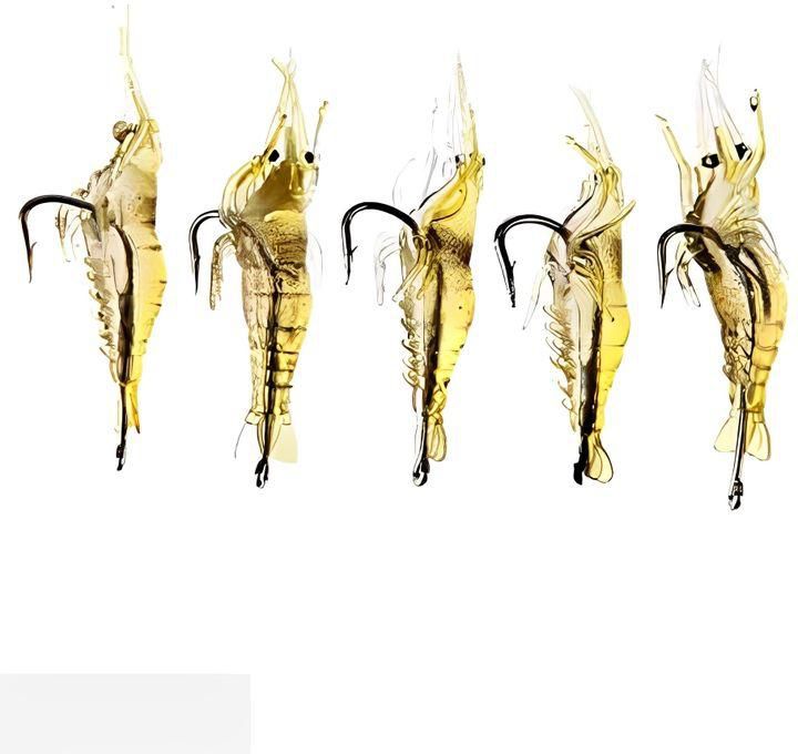 Fishing Lure Soft Super-Lightweight Vivid Shrimp Hook 5 Pieces