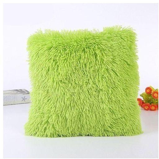 Throw Pillow Fluffy Pillowcase 18'' X 18'' - Green.