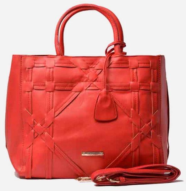 Club Shoes Structured Hand Bag - Red