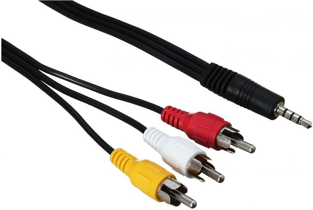 Kx2388 Cable Rca 3×1 ( 1xAux 3.5mm To 3xRca Jack Video & Audio ) 1.2M Black