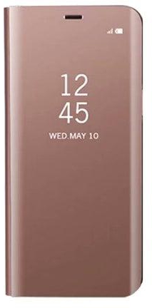 Ultra-Thin Translucent View Mirror Flip Electroplate Stand Case Cover For Apple iPhone Xs Max Rose gold