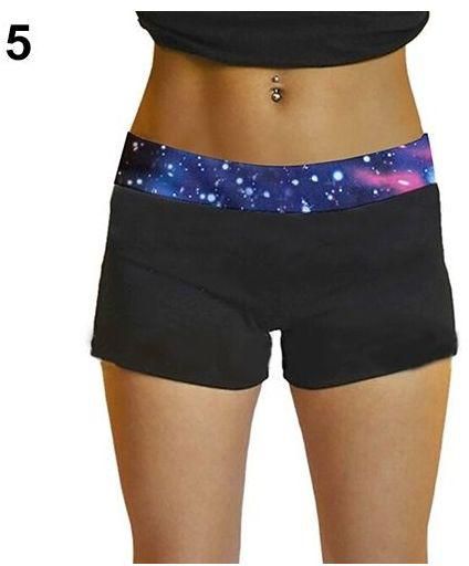 Bluelans Summer Women's Sexy Mini Knockout Yoga Exercise Gym Workout Fitted Shorts-Blue Starry Sky