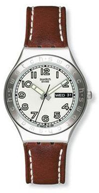 Swatch YGS732 Leather Watch - Brown
