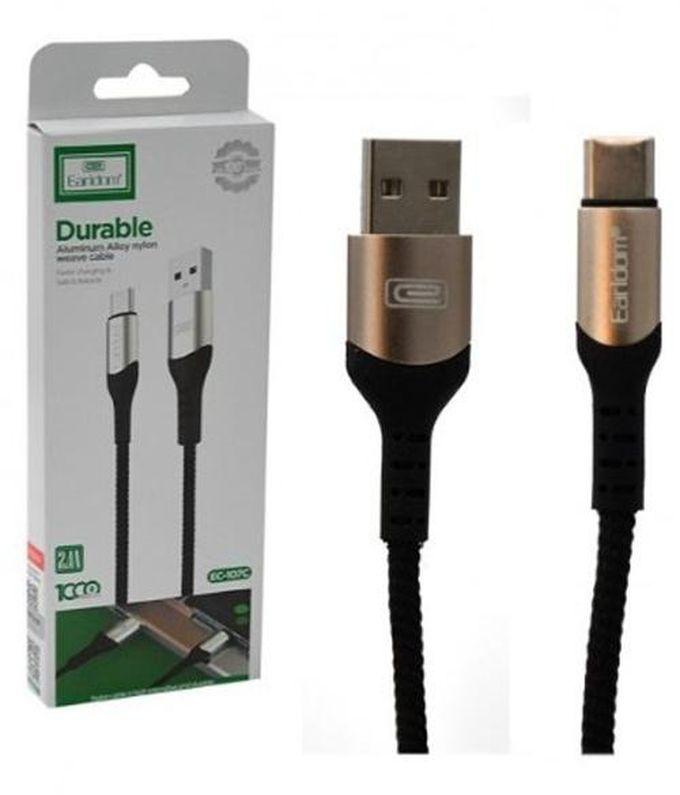Earldom Ec-107C Fast Charging Cable Type C For Mobile Phones - Black
