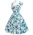 Belle Poque Sleeveless Bandeau Hollow Floral Print Dress Blue and White Size M