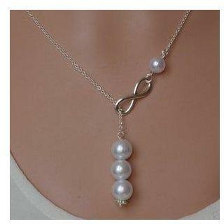 Infinity Necklace Silver Color With Mallorca Pearls