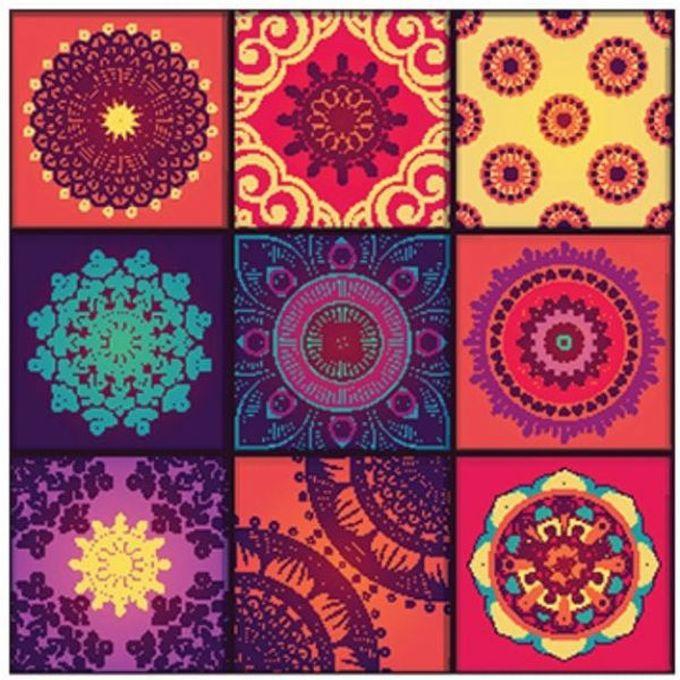 Multi Colors Mandala Square Tableau 23 cmx23 cm