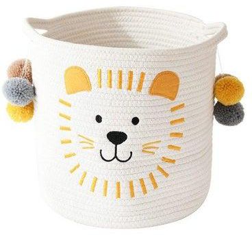 Toy Storage Baskets Cute Laundry Basket With Handles Dog Toy Storage Basket Durable Large Cotton Rope Storage Bins Home Organizer Solution For Office Bedroom Closet Toys & Laundry (Lion)