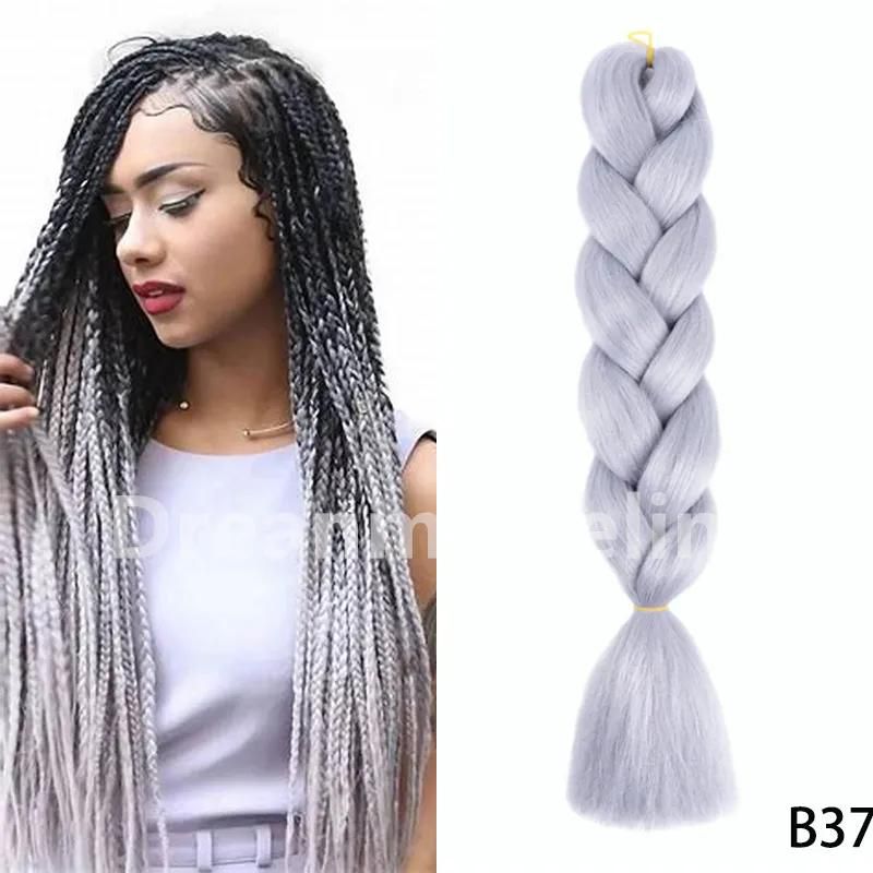 100g 24 Inch jumbo Braid Hair Expression For Crochet Box Braids Synthetic Hair Extension Wholesale Pre Stretched Yaki Kanekalon Ombre Colored