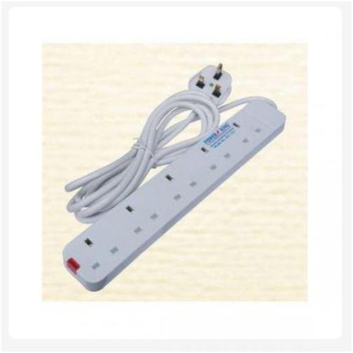Power King 5 Way Power Extension Cable-White