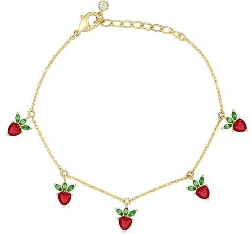 Plated Crystal Zircon Fruit Charm Brecelets for Women Fashion Jewelry Chain Bracelet