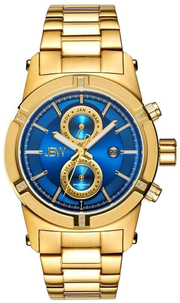 JBW Gold Stainless Blue dial Chronograph for Men [j6263h]