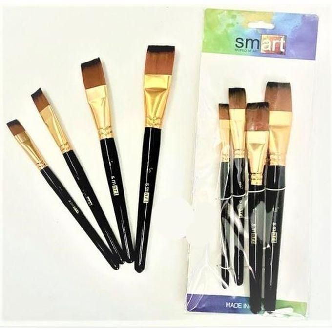 Smart's In Inch 4 Piece Oil Paint Acrylic Gouache Watercolor Paint Brushes Set