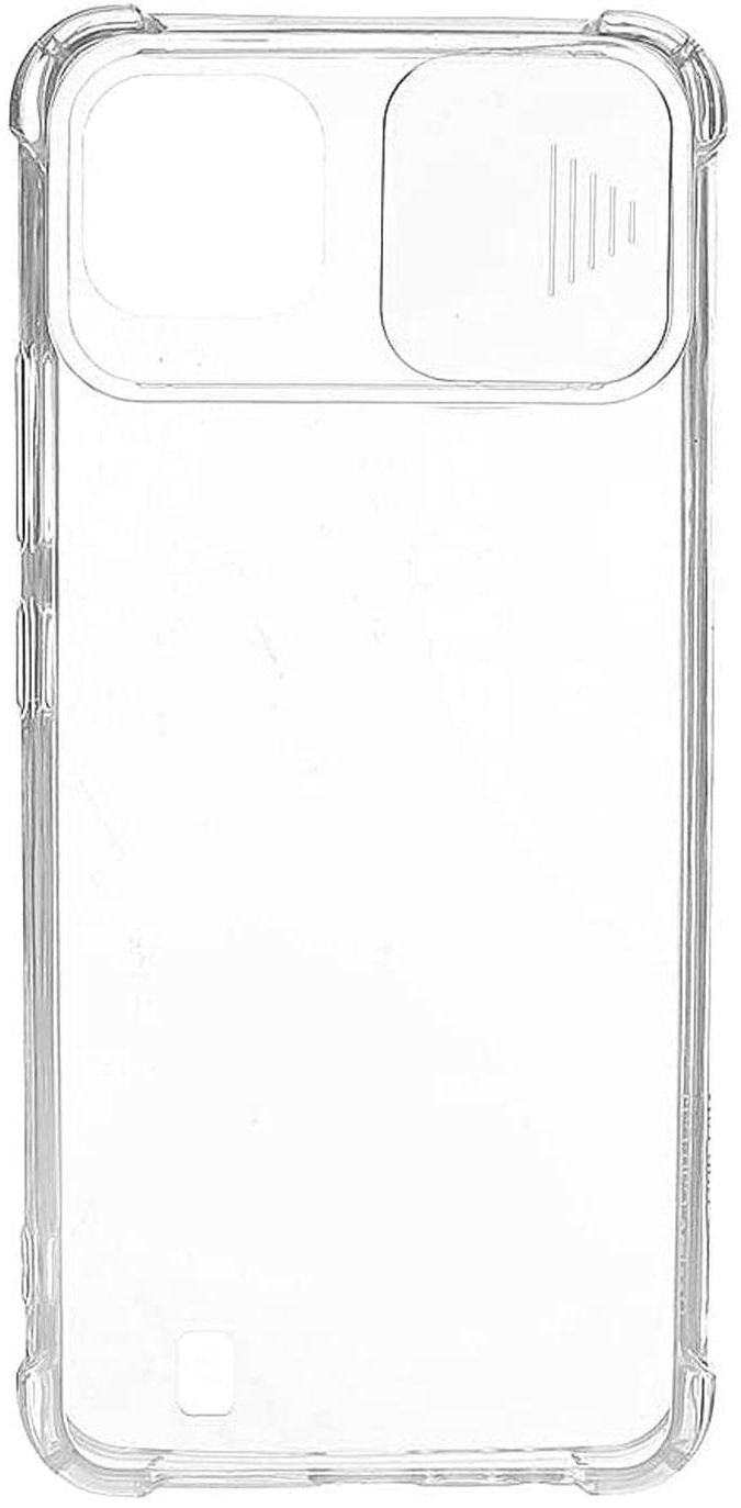 Realme C20 Hard Back Cover With Sillicone Edges And Camera Slider - Clear