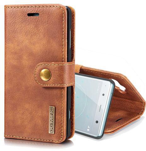 Crazy Horse Texture Flip Detachable Magnetic Leather Case For Sony Xperia XZ2 Compact, With Holder & Card Slots & Wallet(Brown)