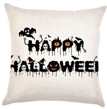 Happy Halloween Square Pillow Cover Cotton Blend Multicolour