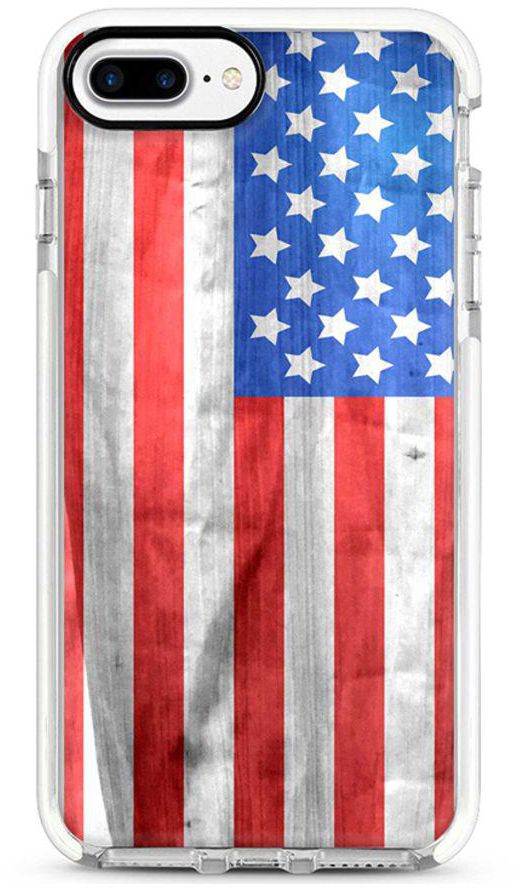 Protective Case Cover For Apple iPhone 7 Plus USA Grunge Flag Full Print