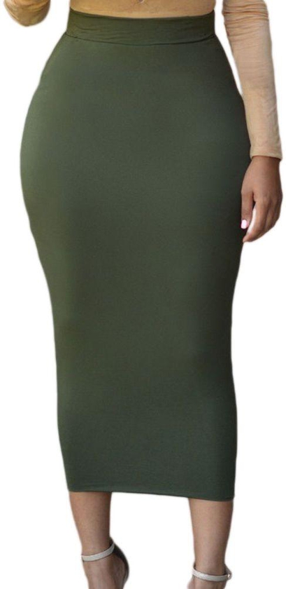Green Mixed Body Con Skirt For Women