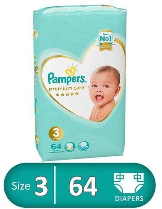 Pampers Premium Care Diapers - Size 3 - 64 Pcs