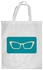 حقيبة تسوق مطبوعة بصورة نظارة أبيض