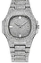 Fashion Men's Iced Stones Strap Bracelet Watch- Silver