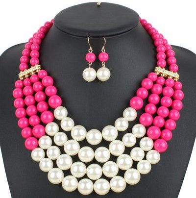 Pearl Multi-Strand Necklace And Earring Set