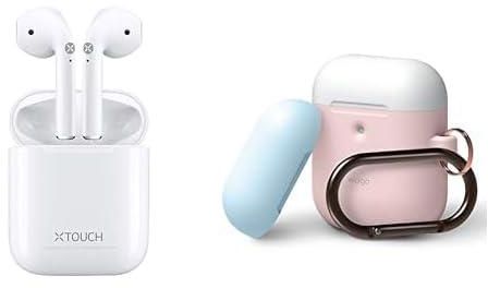 X Touch X Touch X Pod Pro True Wireless Stereo Earpuds With Charging Case - White + Elago duo hang case for 2nd generation airpods - body-pink/top-white,pastel blue