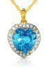 Vera Perla 18k Gold 10mm Genuine Heart Cut Swiss Blue Topaz 0.14Ct Genuine Diamonds Necklace