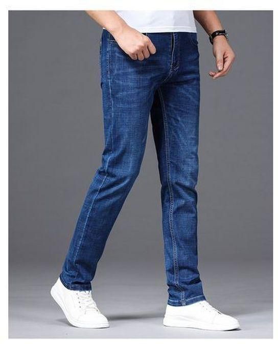 Trendy Men's Relaxed Straight Fit Denim Jean-blue