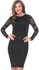 Boohoo AZZ19021 Anna Lace Long Sleeve Bodycon Midi Dress for Women - Black, 8 UK