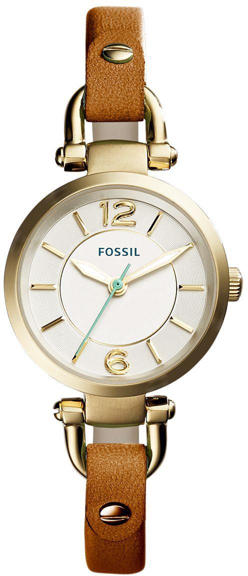 Fossil Women's Silver Dial Leather Strap Band Watch - ES4000