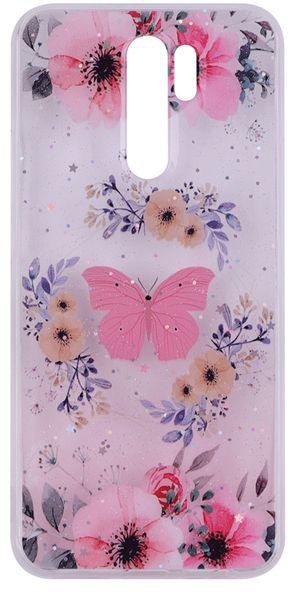 XIAOMI REDMI 9 - Transparent Silicone Case With Flowers And Butterflies Prints