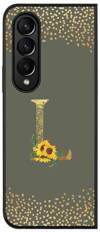 Rugged Black edge case for Samsung Galaxy Z Fold4 Slim fit Soft Case Flexible Rubber Edges Anti Drop TPU Gel Thin Cover - Custom Monogram Initial Letter Floral Pattern Alphabet - L (Olive Green )