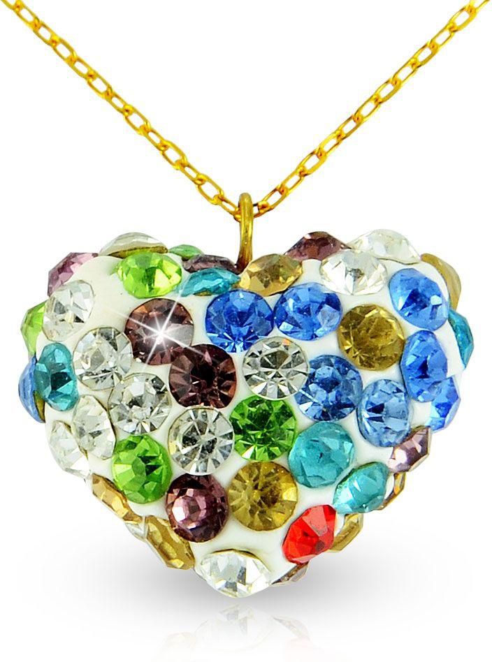 Vera Perla 10K Solid Gold 15mm Crystal Heart Delicate Necklace