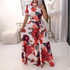 Fashion Women's Floral Sleeve Office Long Grown Dresses Casual Clothing Red