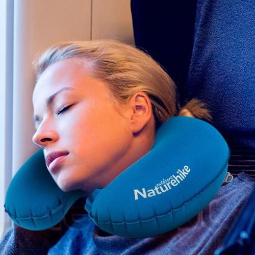 Naturehike U-shaped Inflated Pillow TPU Polyester Fiber Made - Blue