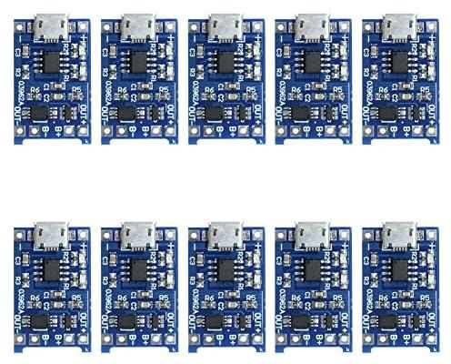 Stemedu 10PCS 5V 1A Micro USB 18650 Lithium Battery Charging Board TP4056 Charger Module with Protection (Pack of 10)