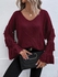 SHEIN Fringe Trim Drop Shoulder Sweater Burgundy